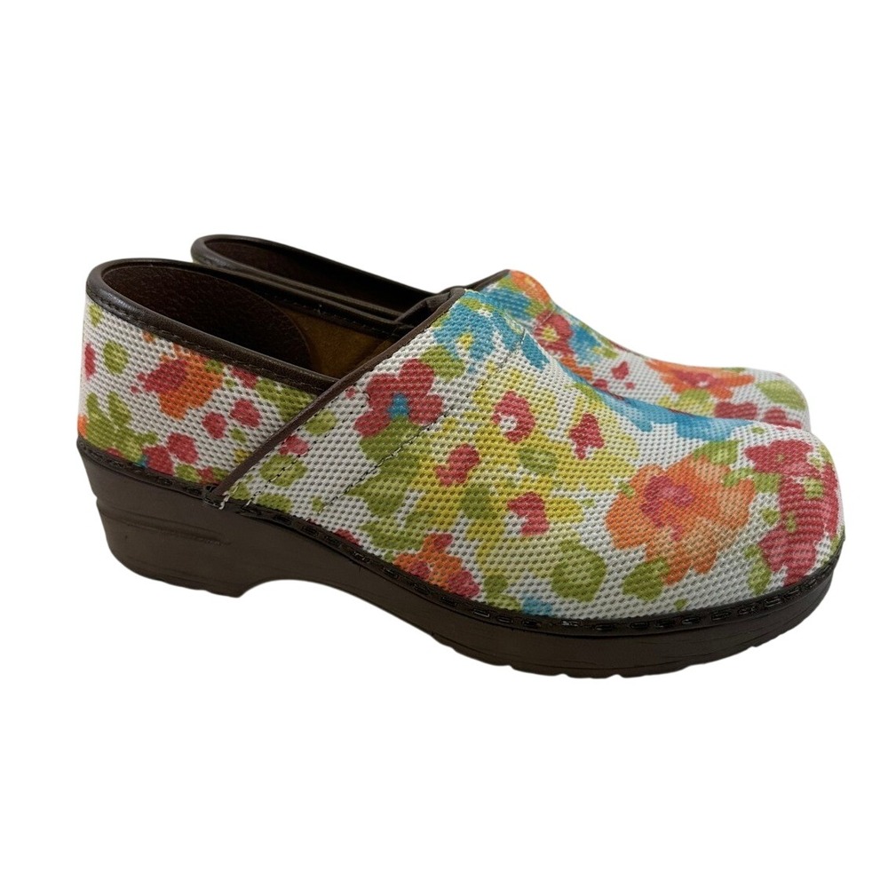 Sanita Floral Clog Slip On Mesh Vegan White Pink Blue Green Yellow Women 40 US 9